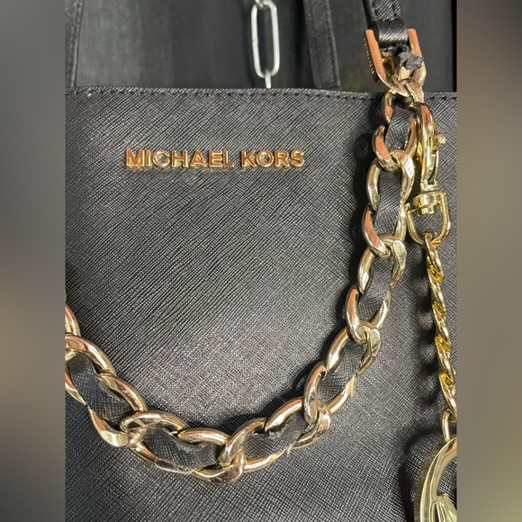 Michael Kors Black Purse with Gold Trim - Picture 4 of 4